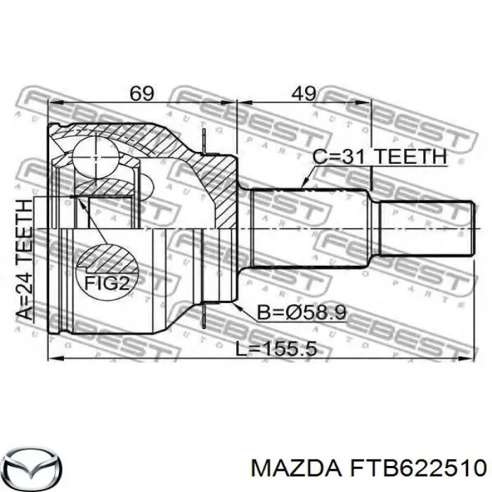 FTB622510 Mazda шрус наружный передний