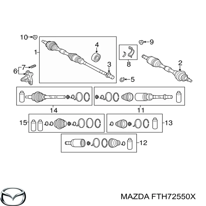 FTH72550X Mazda semieixo (acionador dianteiro direito)