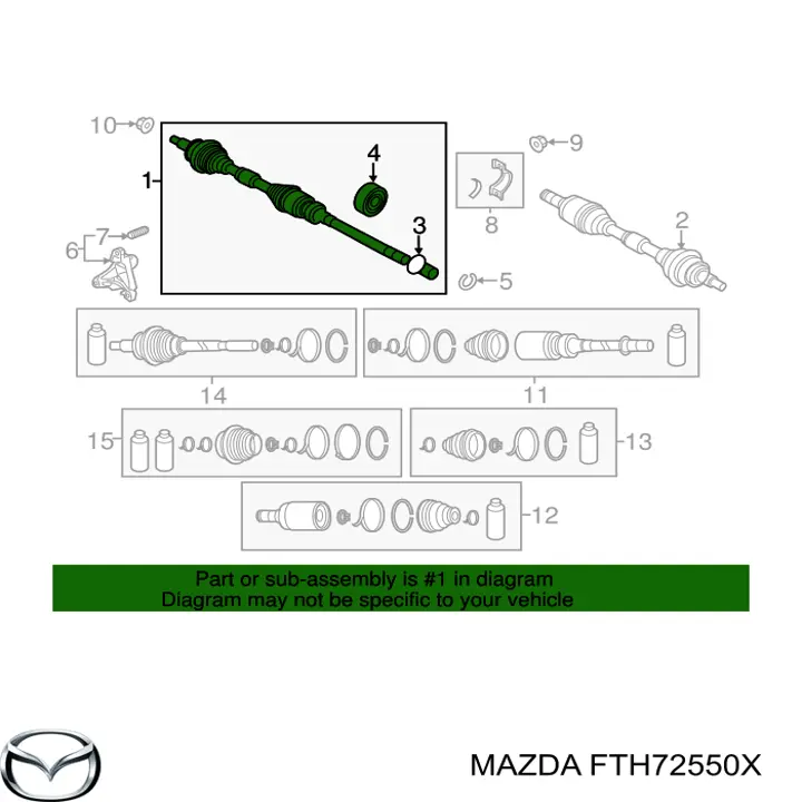 FTH72550X Mazda Полуось передняя, правая