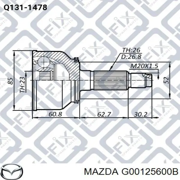 ШРУС наружный передний Mazda G00125600B