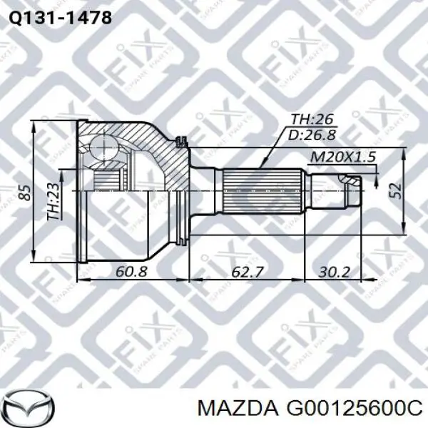 ШРУС наружный передний G00125600C Mazda