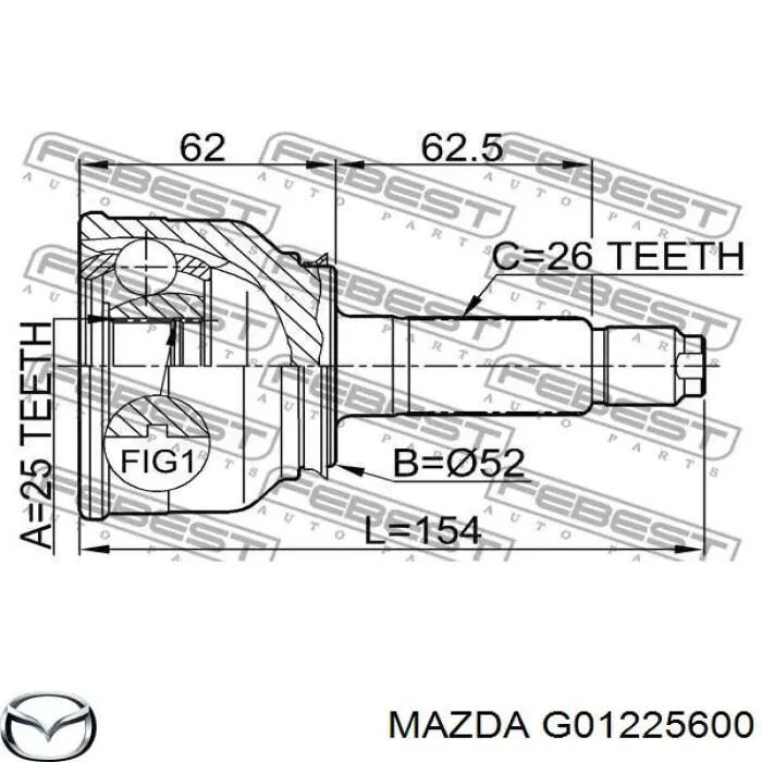 ШРУС наружный передний G01225600 Mazda