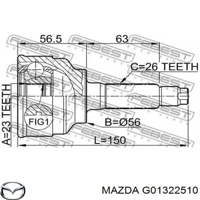 ШРУС наружный передний G01322510 Mazda