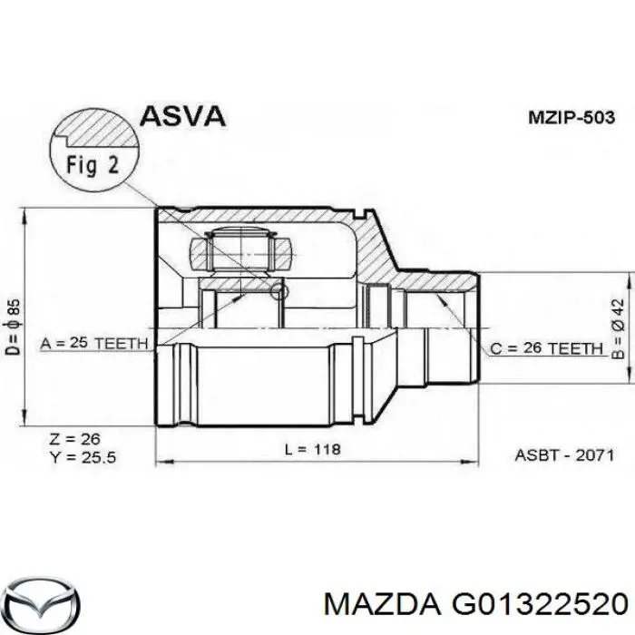 G01322520 Mazda шрус внутренний передний правый
