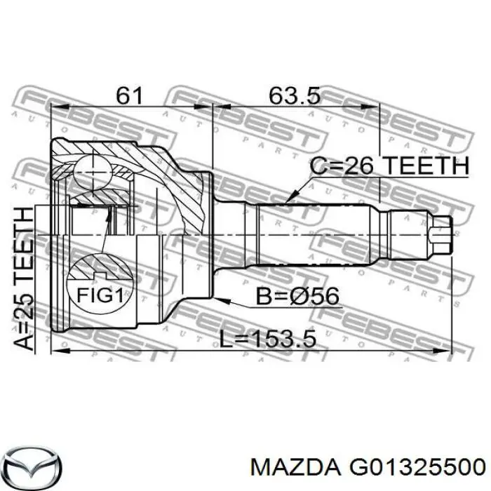 Правая полуось G01325500 Mazda