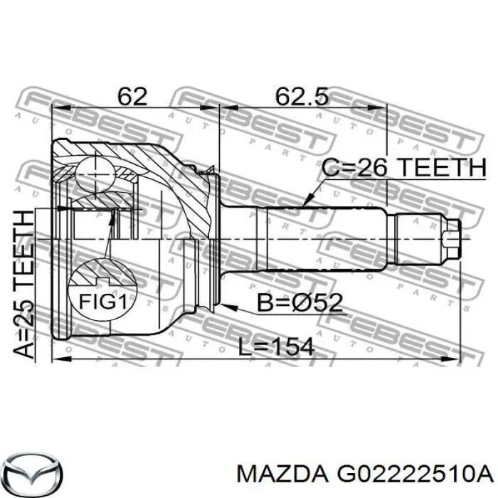G02222510A Mazda полуось (привод передняя правая)