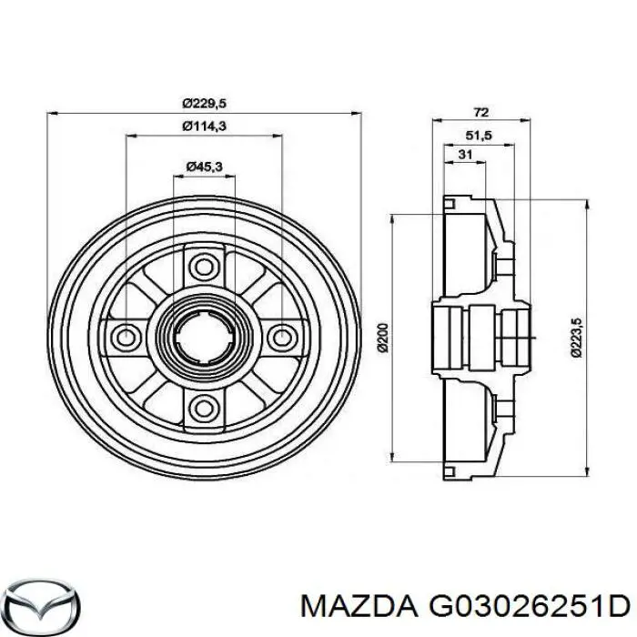 Барабан тормозной задний Mazda G03026251D цена, от 33.54 USD