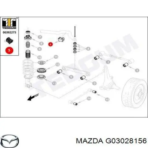 Втулка стабилизатора заднего Mazda G03028156