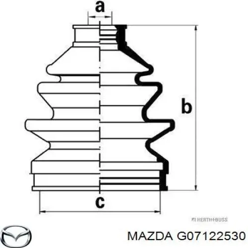 Fuelle, árbol de transmisión delantero exterior G07122530 Mazda