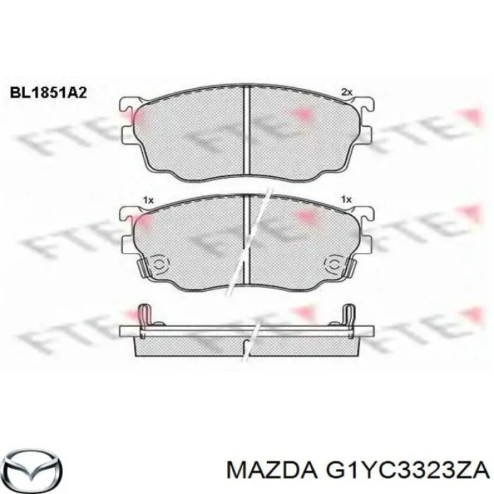 Передние тормозные колодки G1YC3323ZA Mazda