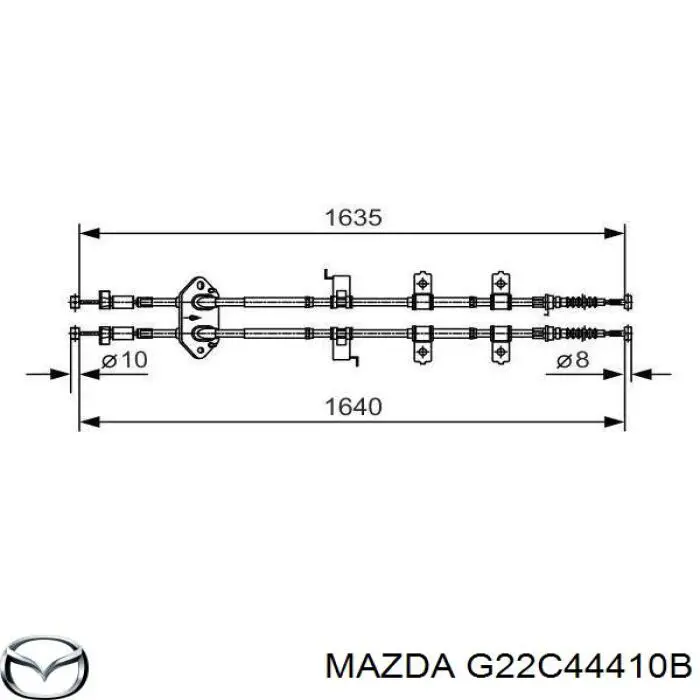 G22C44410B Mazda трос ручного тормоза задний правый/левый