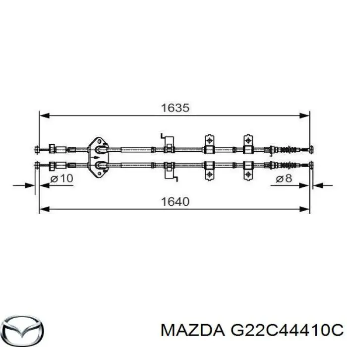 G22C44410C Mazda трос ручного тормоза задний правый/левый