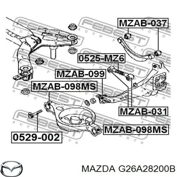 G26A28200B Mazda Рычаг (тяга) задней подвески продольный нижний правый