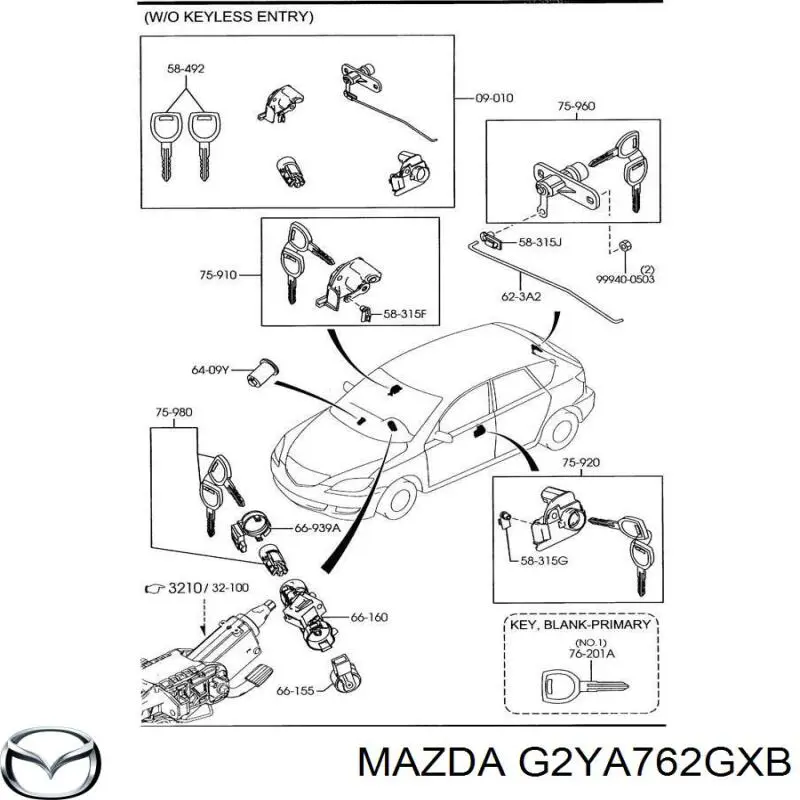 Ключ-заготовка G2YA762GXB Mazda