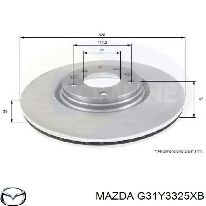 G31Y3325XB Mazda диск тормозной передний