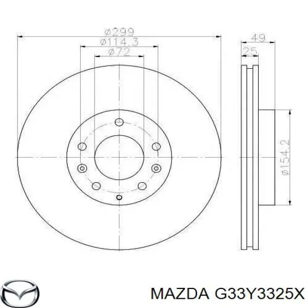 G33Y3325X Mazda disco do freio dianteiro
