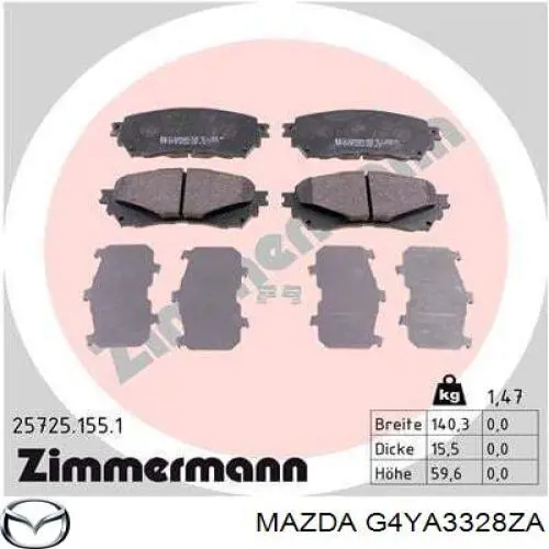 Купить G4YA3328ZA Mazda Колодки тормозные
