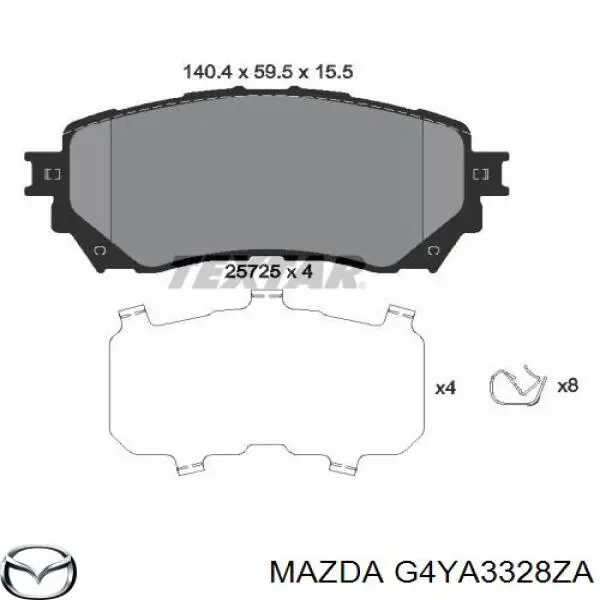 Передние тормозные колодки G4YA3328ZA Mazda