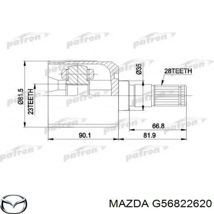 G56822620 Mazda шрус внутренний передний левый