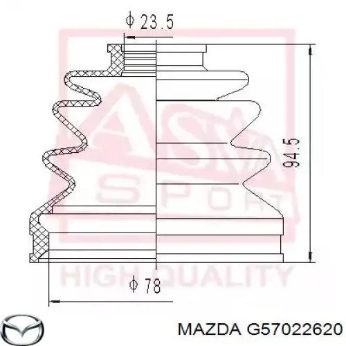 ШРУС внутренний передний левый G57022620 Mazda