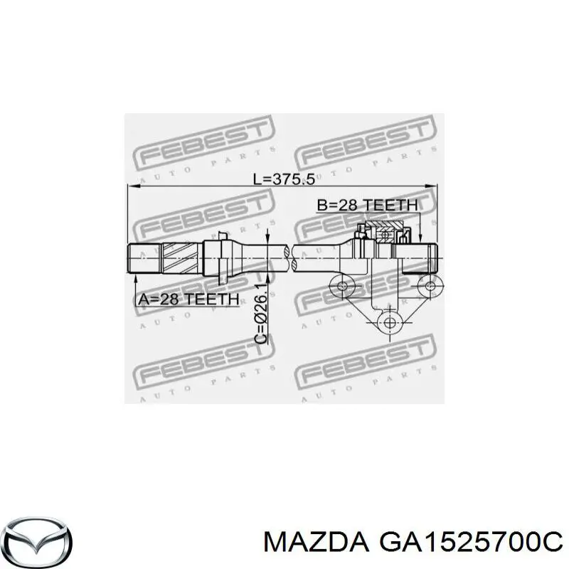 GA1525700C Mazda вал привода полуоси промежуточный