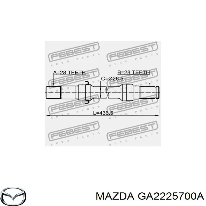 GA2225700A Mazda Полуось передняя, правая