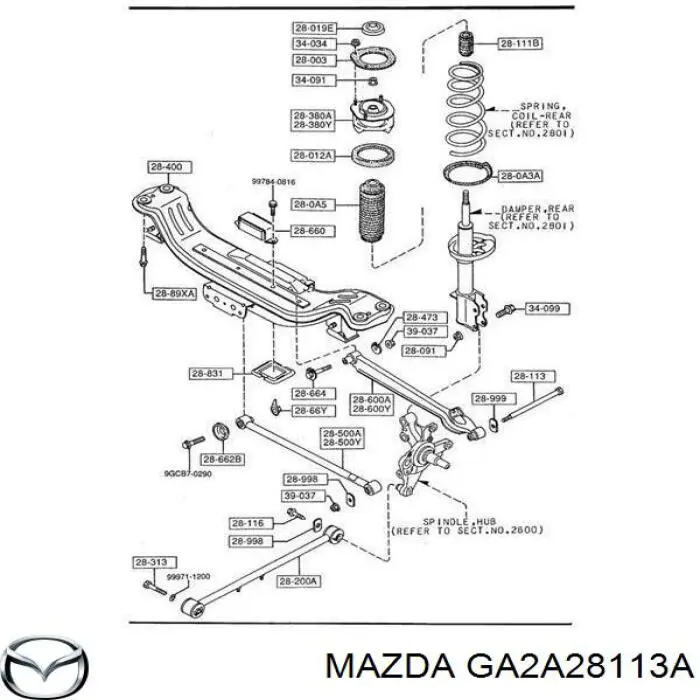 Болт крепления заднего развального рычага, наружный на Mazda 626 IV 