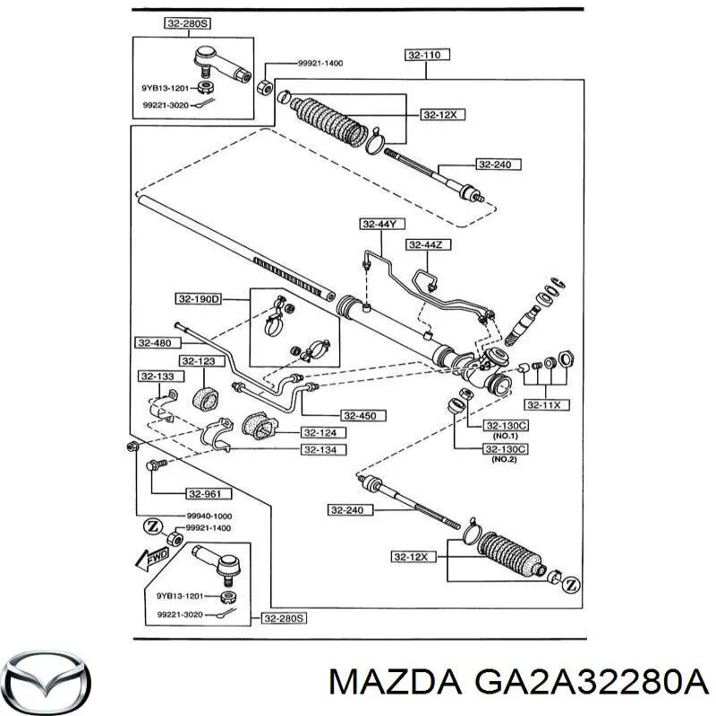 GA2A32280A Mazda наконечник рулевой тяги внешний