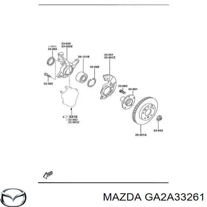 Купить GA2A33261 Mazda Защита тормозного диска, переднего, правого