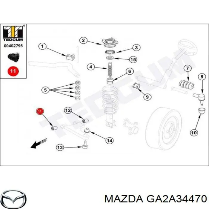 Сайлентблок передней подвески Mazda GA2A34470 цена, от 5.07 USD