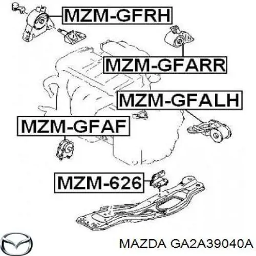 Задняя опора двигателя GA2A39040A Mazda