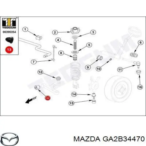 GA2B34470 Mazda Сайлентблок нижнего переднего рычага