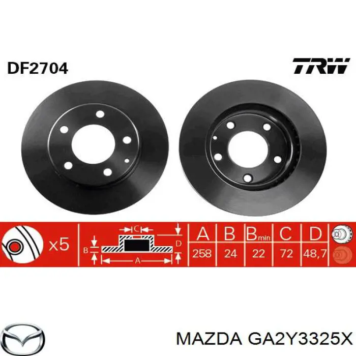 GA2Y3325X Mazda диск тормозной передний