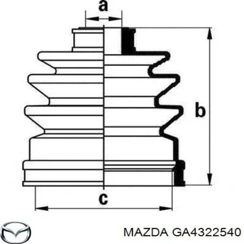 Пыльник шарнира угловых скоростей внутренний передний Mazda GA4322540 цена, от 6.28 USD