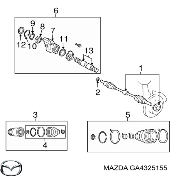 Купить GA4325155 Mazda Подшипник полуоси переднего моста
