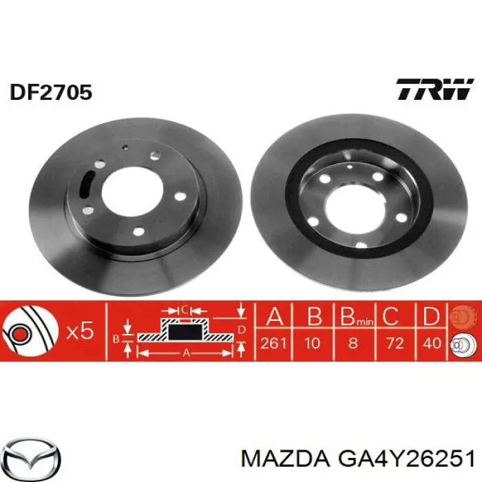 Купить GA4Y26251 Mazda Диск тормозной задний
