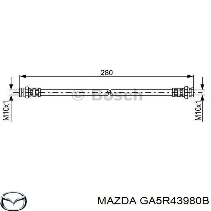 GA5R43980B Mazda Гибкая тормозная трубка передняя