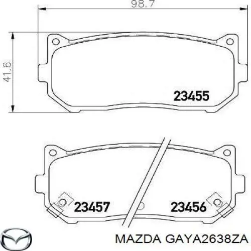 Задние барабанные колодки GAYA2638ZA Mazda