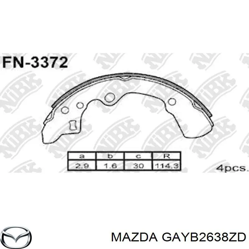 Zapatas de frenos de tambor traseras GAYB2638ZD Mazda