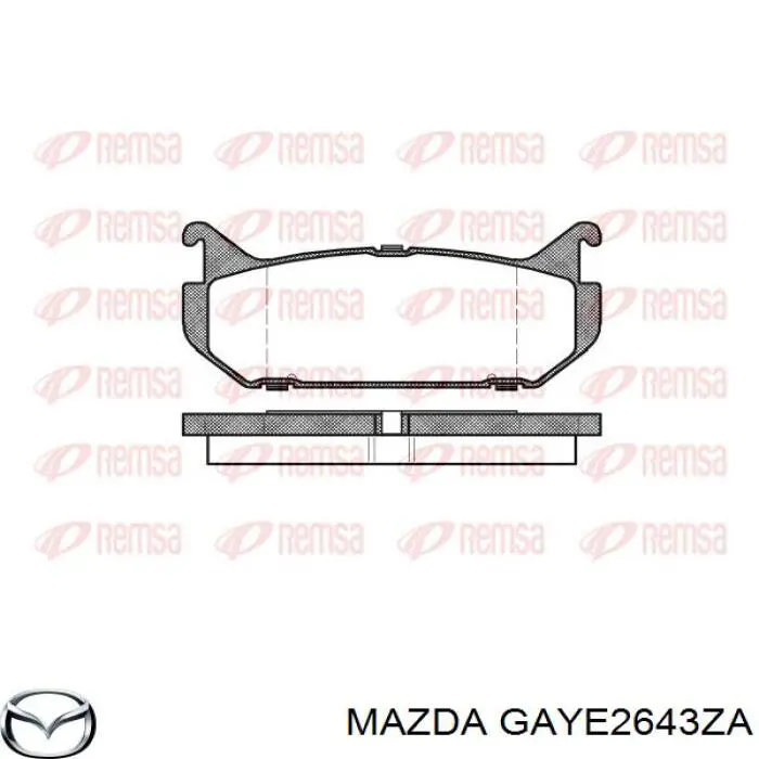 Задние тормозные колодки GAYE2643ZA Mazda