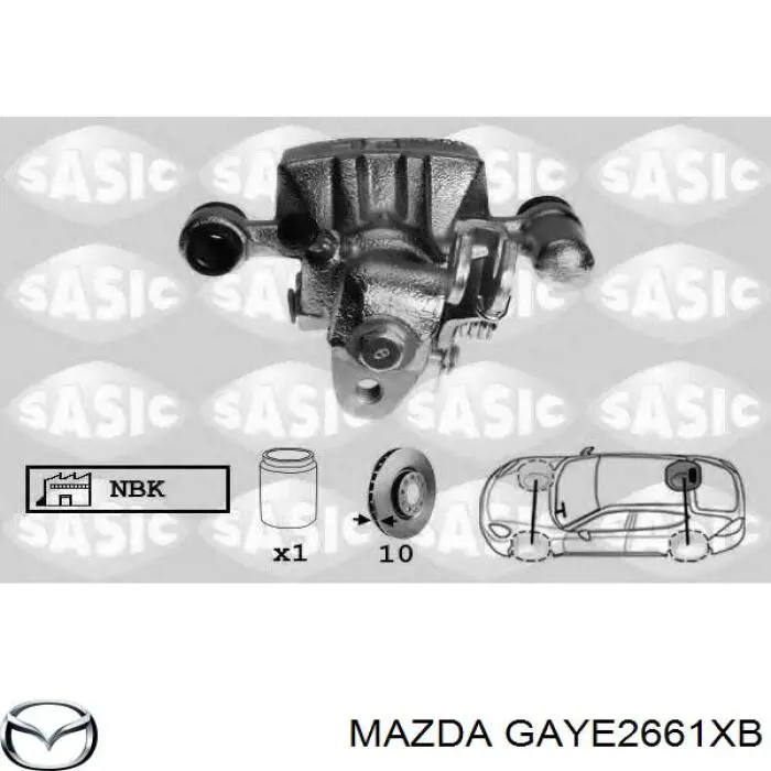Суппорт тормозной задний правый Mazda GAYE2661XB