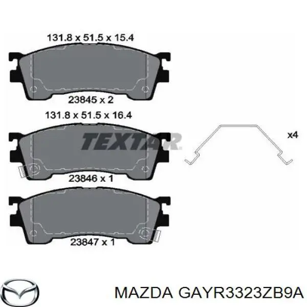 Pastillas de freno delanteras GAYR3323ZB9A Mazda