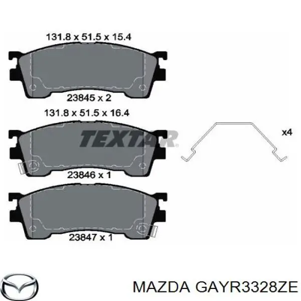 Pastillas de freno delanteras GAYR3328ZE Mazda