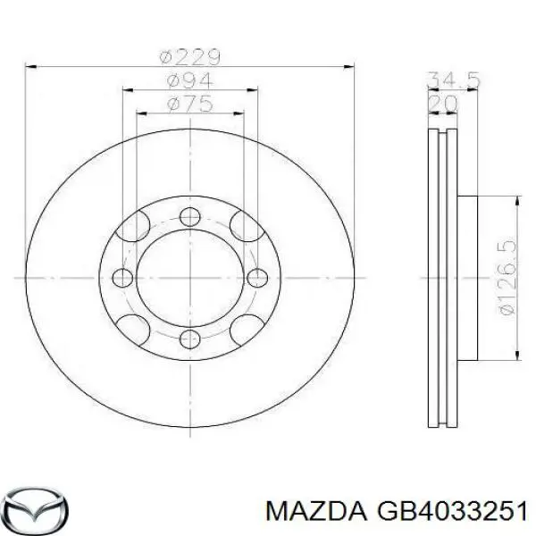GB40 33 251 Mazda диск тормозной передний