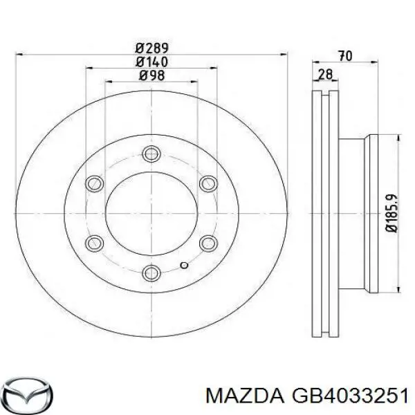 Тормоз дисковый передний Mazda GB4033251 цена, от 21.33 USD
