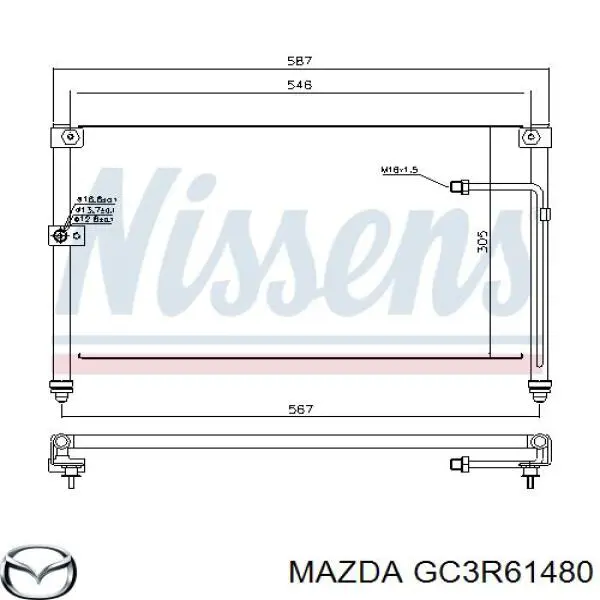 Конденсатор кондиционера Mazda GC3N61480 цена, от 81.26 USD