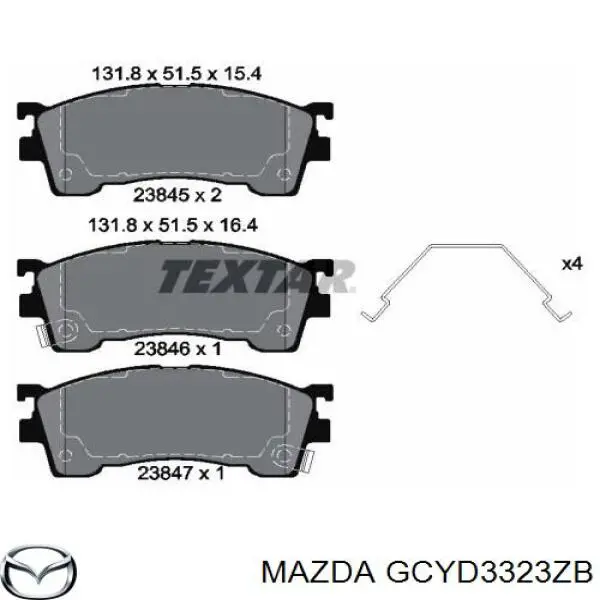 Передние тормозные колодки GCYD3323ZB Mazda