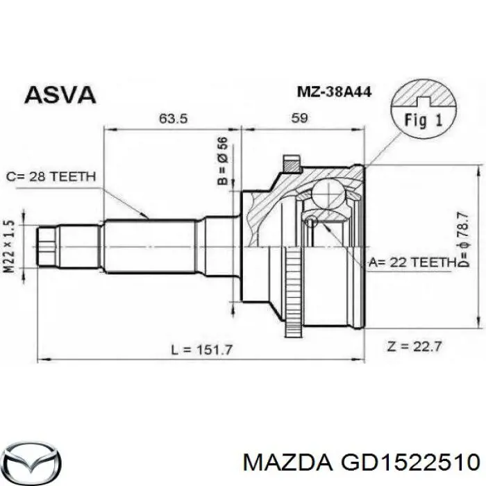 GD1522510 Mazda Наружная граната
