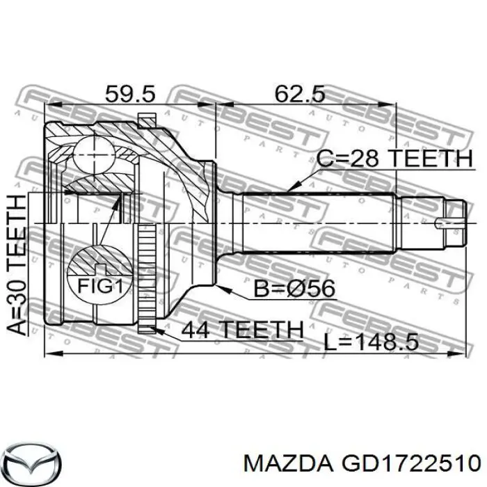 Купить GD1722510 Mazda Внешняя граната