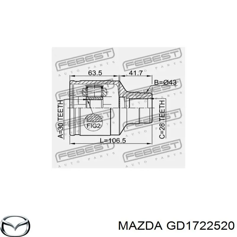 Шарнир привода внутренний Mazda GD1722520 цена, от 32.71 USD